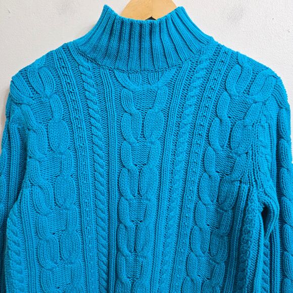 Chaps Womens Fisherman Preppy Classic Heritage Cable Knit Turtleneck Sweater M - Picture 2 of 9